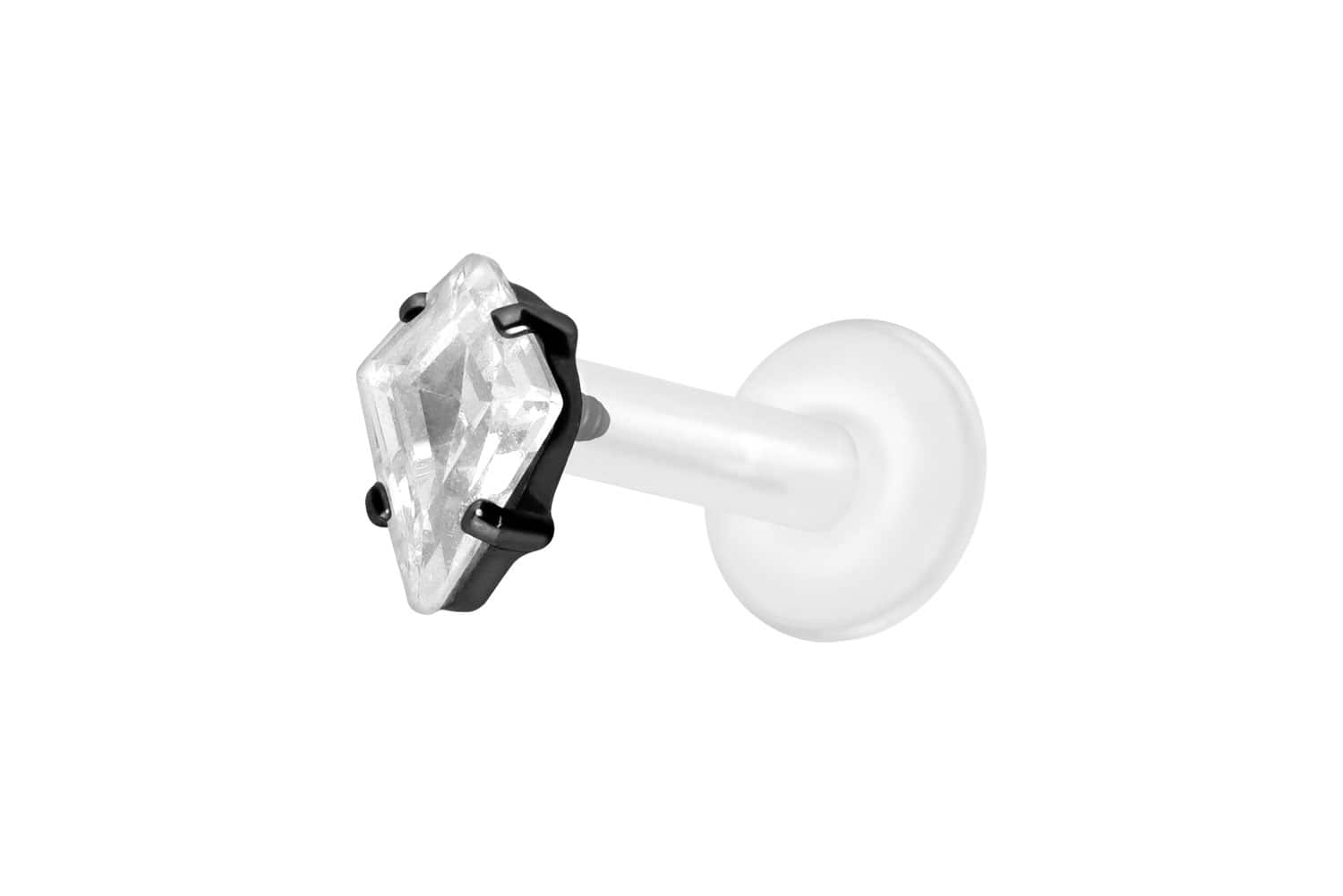 PTFE Labret Piercing mit Innengewinde + Titan-Aufsatz KRISTALLRAUTE